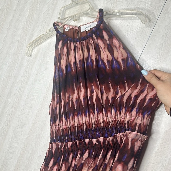 🆕 🔥 A.L.C. Elara Crinkle Chiffon Silk maxi Dress Tie Dye Dress 100% silk size 10 - Picture 12 of 16